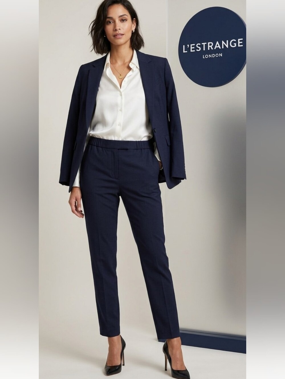 Women's Wool Navy Tailored Trousers Size XL